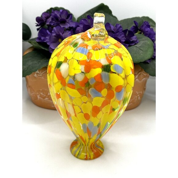 Hand Blown Art Glass Air Balloon Hanger Unique Pattern Collectible Home Decor - Picture 2 of 8